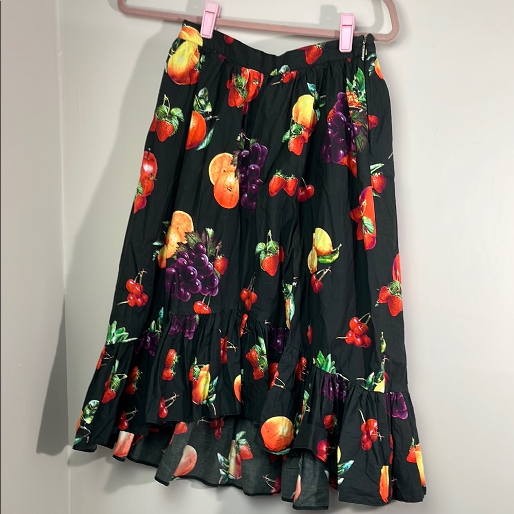 MSGM cotton fruit print flared skirt